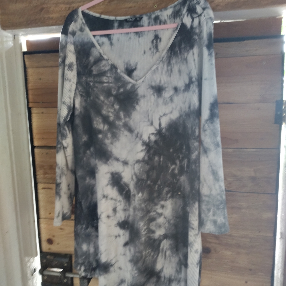 SHEIN Black and White Tie-Dye Midi Dress comfortable Y2K, statement eclectic fun